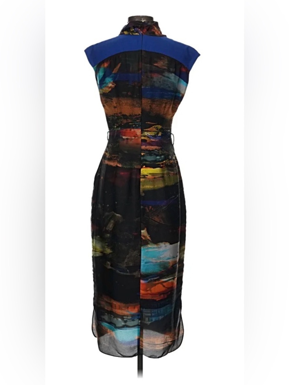NWOT Ted Baker London Multicolor Abstract Cowl Neck Midi Dress - Picture 2 of 7